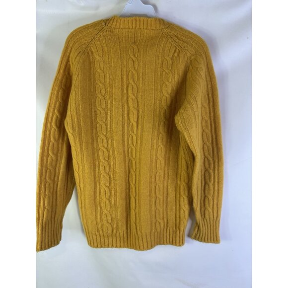 Vintage 60s 38 Shetland Wool Cable Knit Fisherman Sweater Preppy - Picture 5 of 8